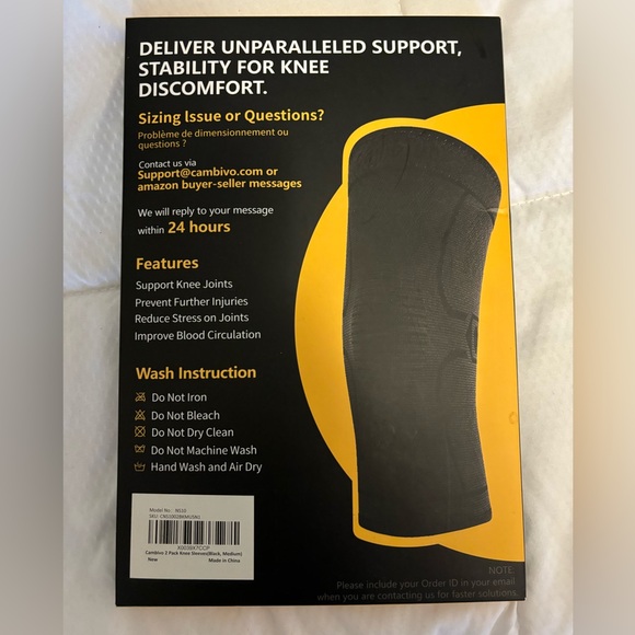 Cambivo Knee Sleeves (2 Pack) – Size Medium, Brand New, Model NS10 - Picture 2 of 2